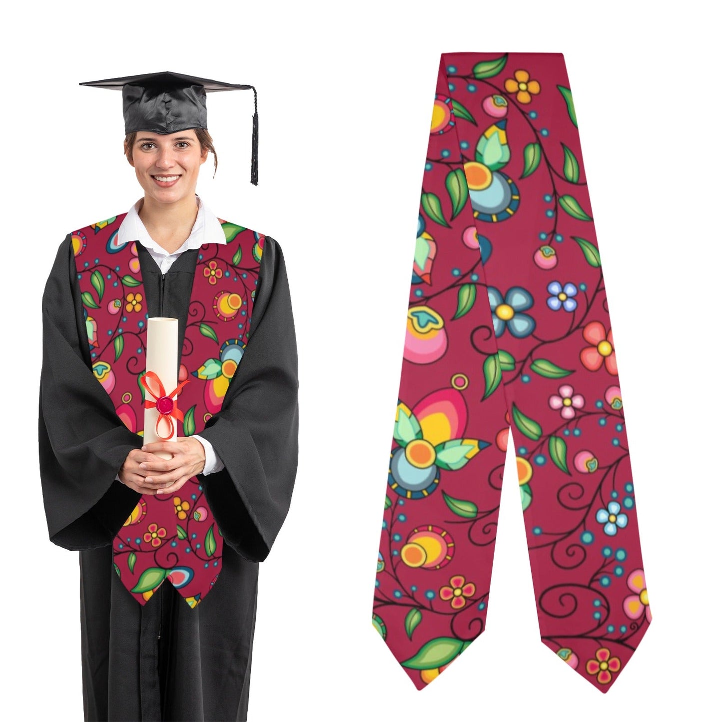 Floral Bounty Magenta Graduation Stole
