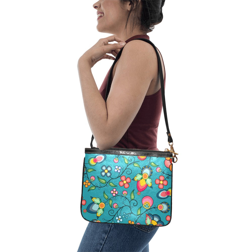 Floral Bounty Teal Small Shoulder Bag