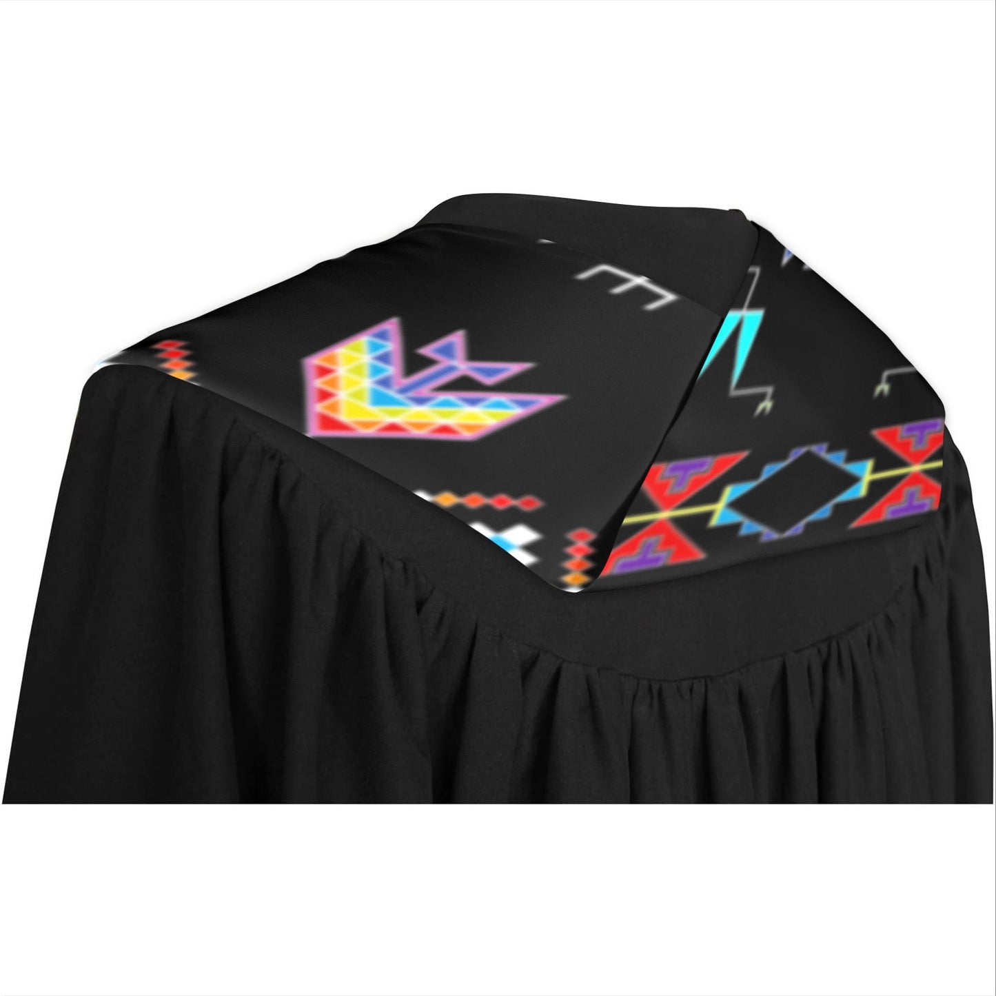Rainy Chief Rainbow Black Graduation Stole