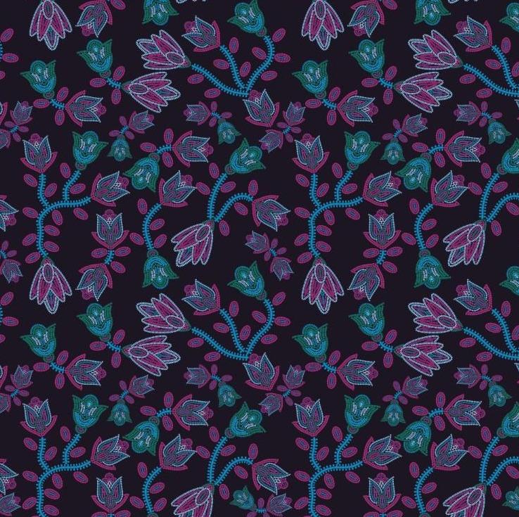 Beaded Blue Nouveau Cotton Poplin Fabric By the Yard Fabric NBprintex 