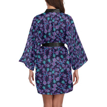 Load image into Gallery viewer, Beaded Blue Nouveau Long Sleeve Kimono Robe Long Sleeve Kimono Robe e-joyer 
