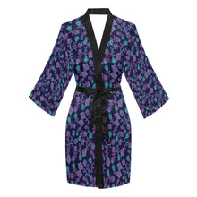 Load image into Gallery viewer, Beaded Blue Nouveau Long Sleeve Kimono Robe Long Sleeve Kimono Robe e-joyer 
