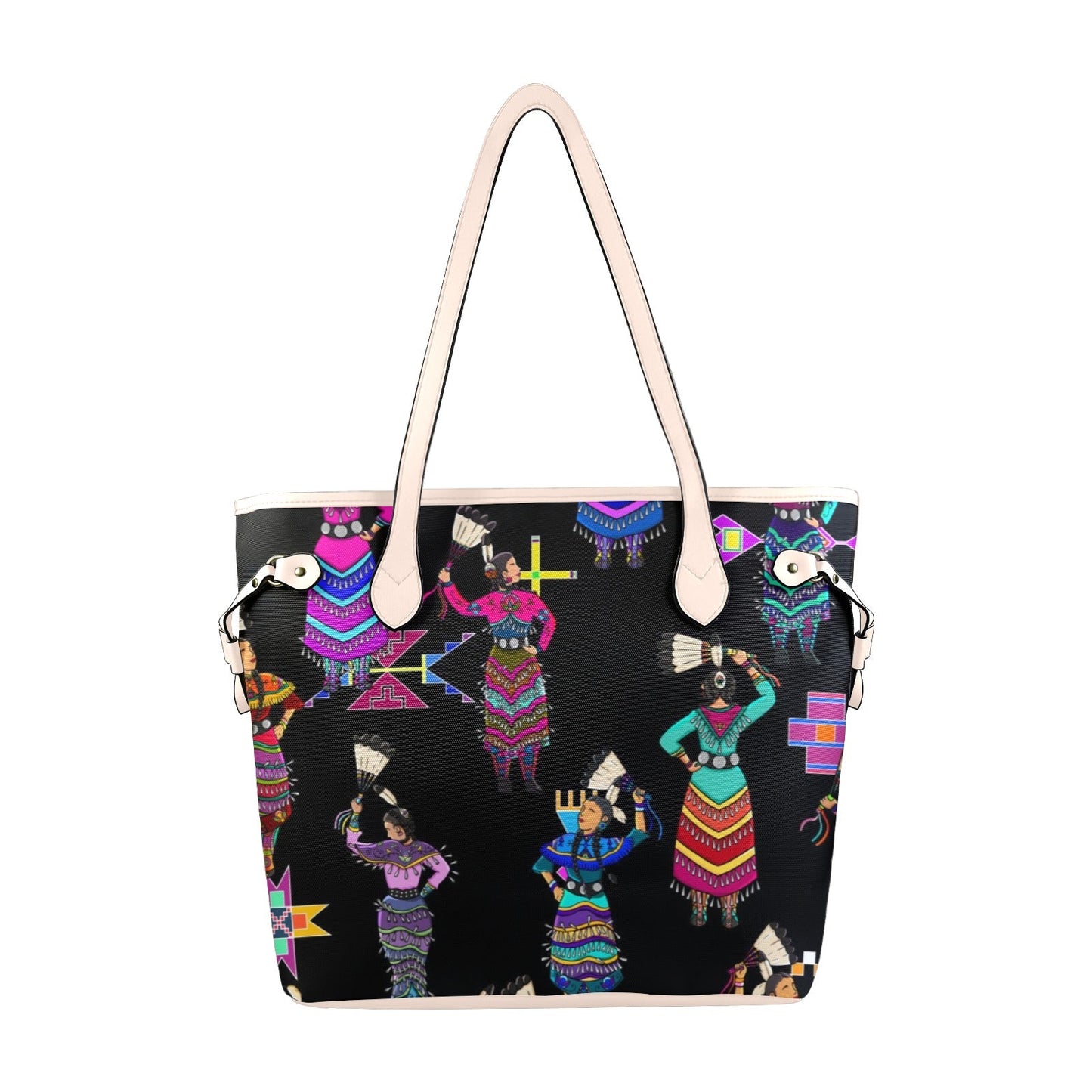Women's Jingle Dancers Black Clover Canvas Tote Bag