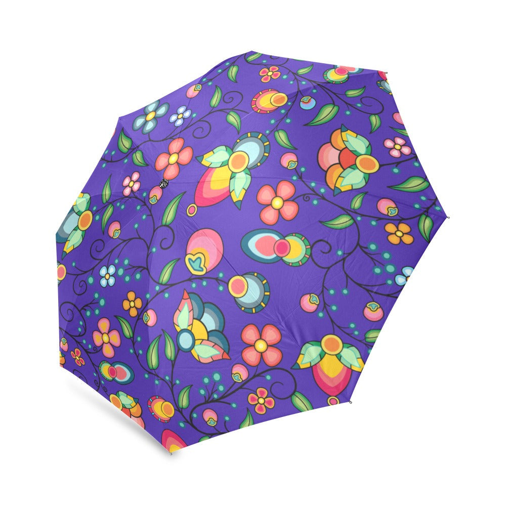 Floral Bounty Blue Foldable Umbrella