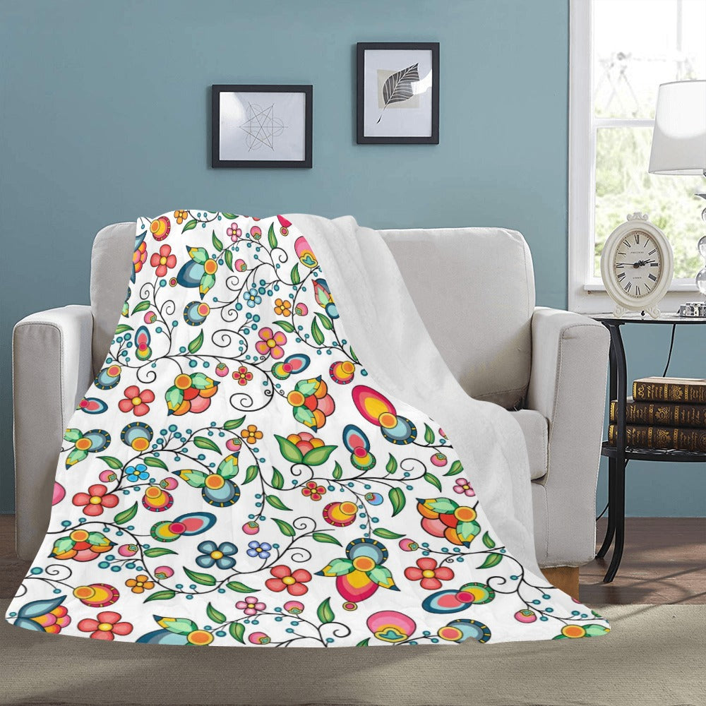Floral Bounty White X-Large Micro Fleece Blanket