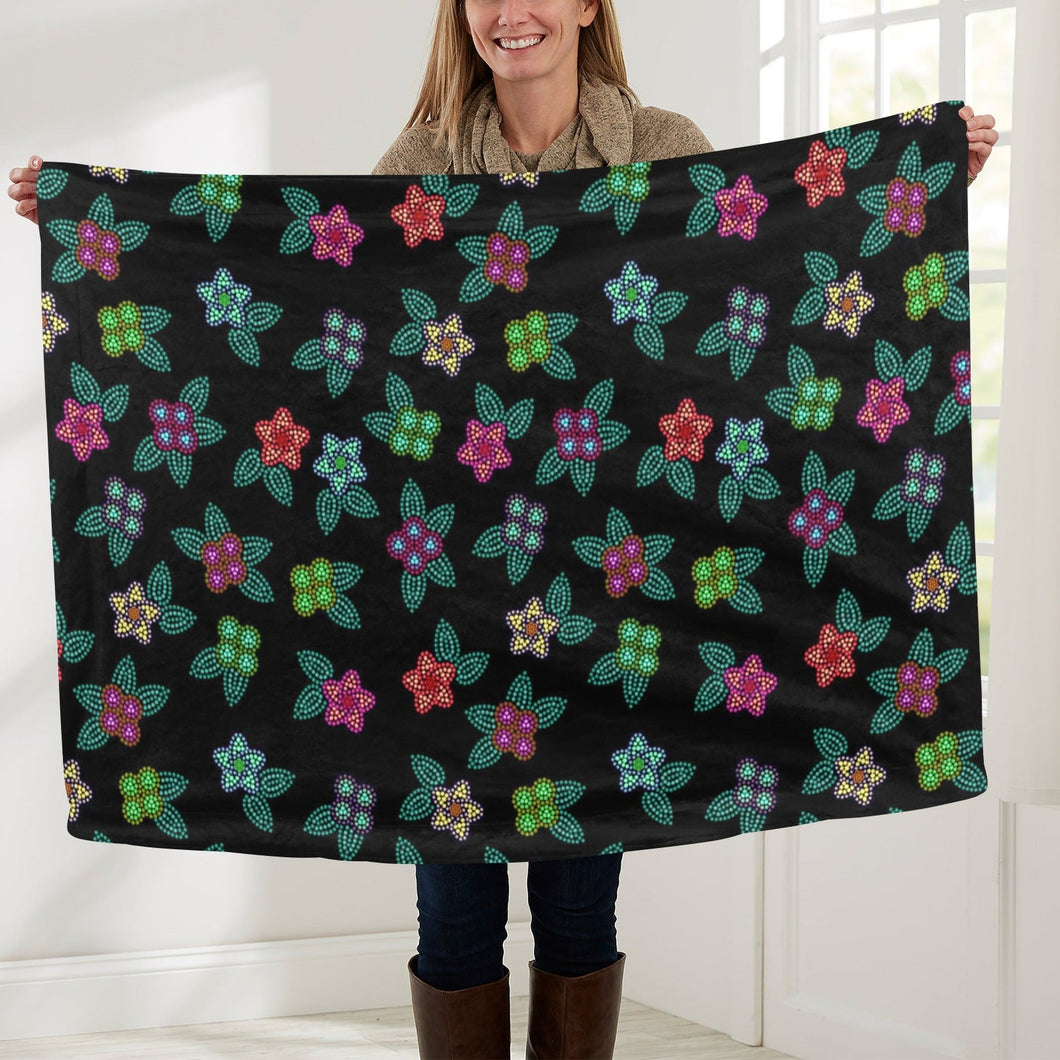 Berry Flowers Black Baby Blanket 40