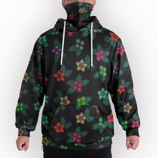 Berry Flowers Hoodie With Half Balaclava