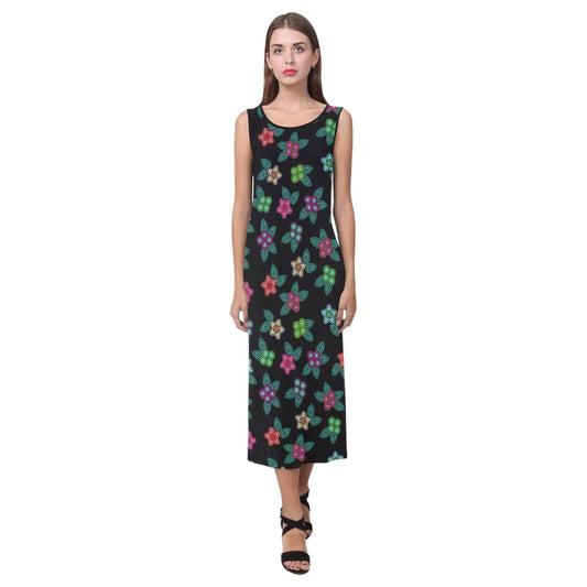Berry Flowers Phaedra Sleeveless Open Fork Long Dress
