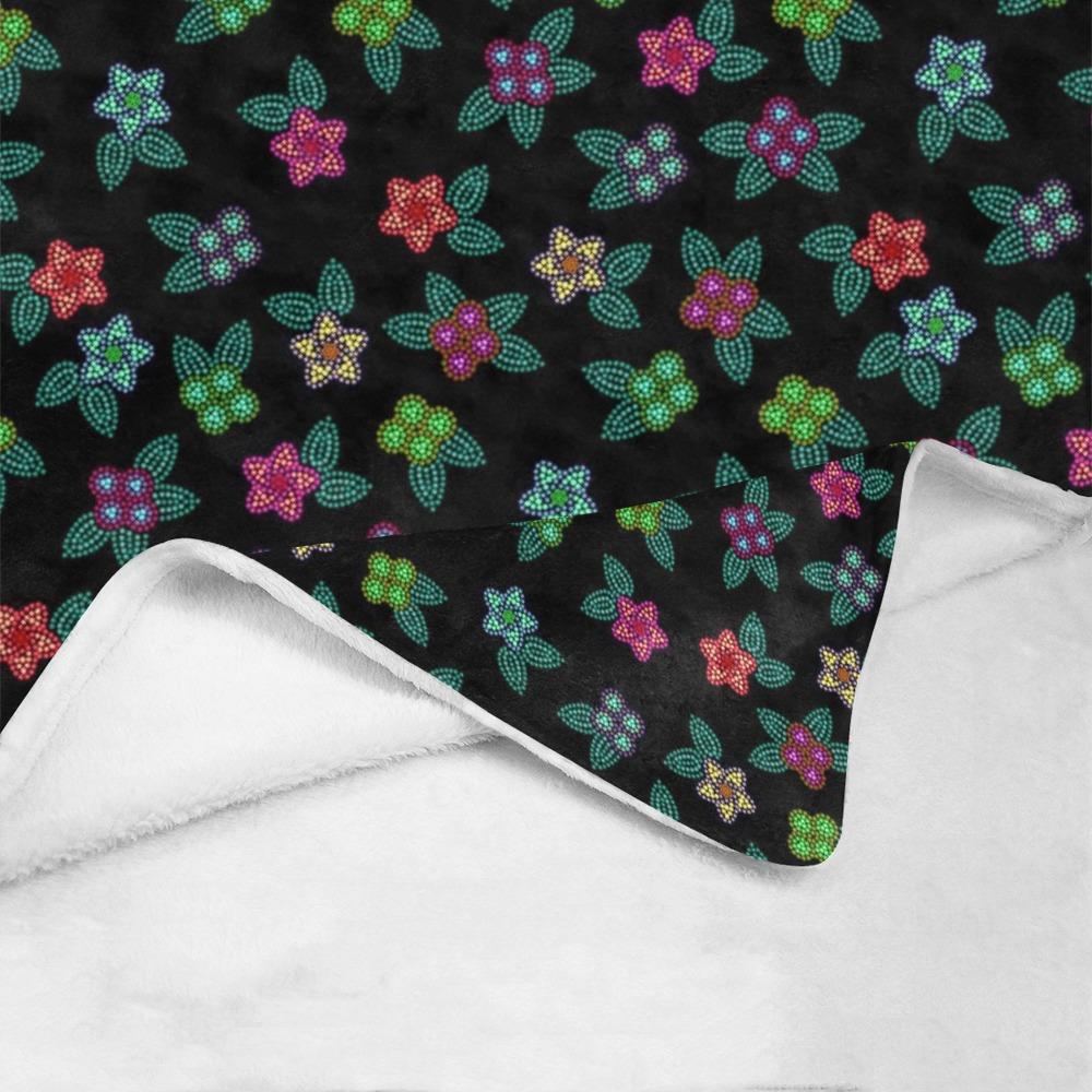 Berry Flowers Black Ultra-Soft Micro Fleece Blanket 60"x80" Ultra-Soft Blanket 60''x80'' e-joyer 