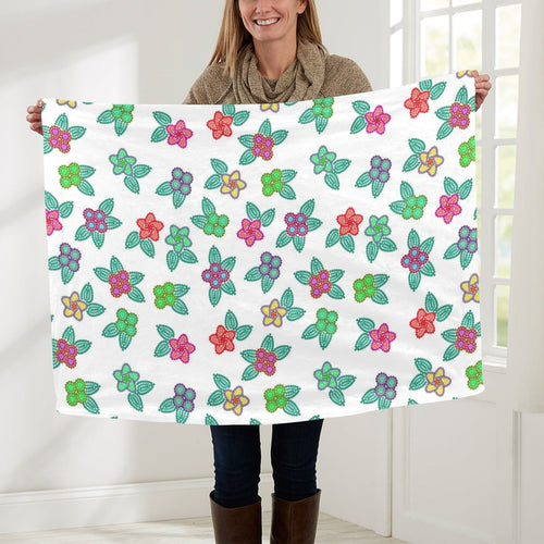 Berry Flowers White Baby Blanket 30