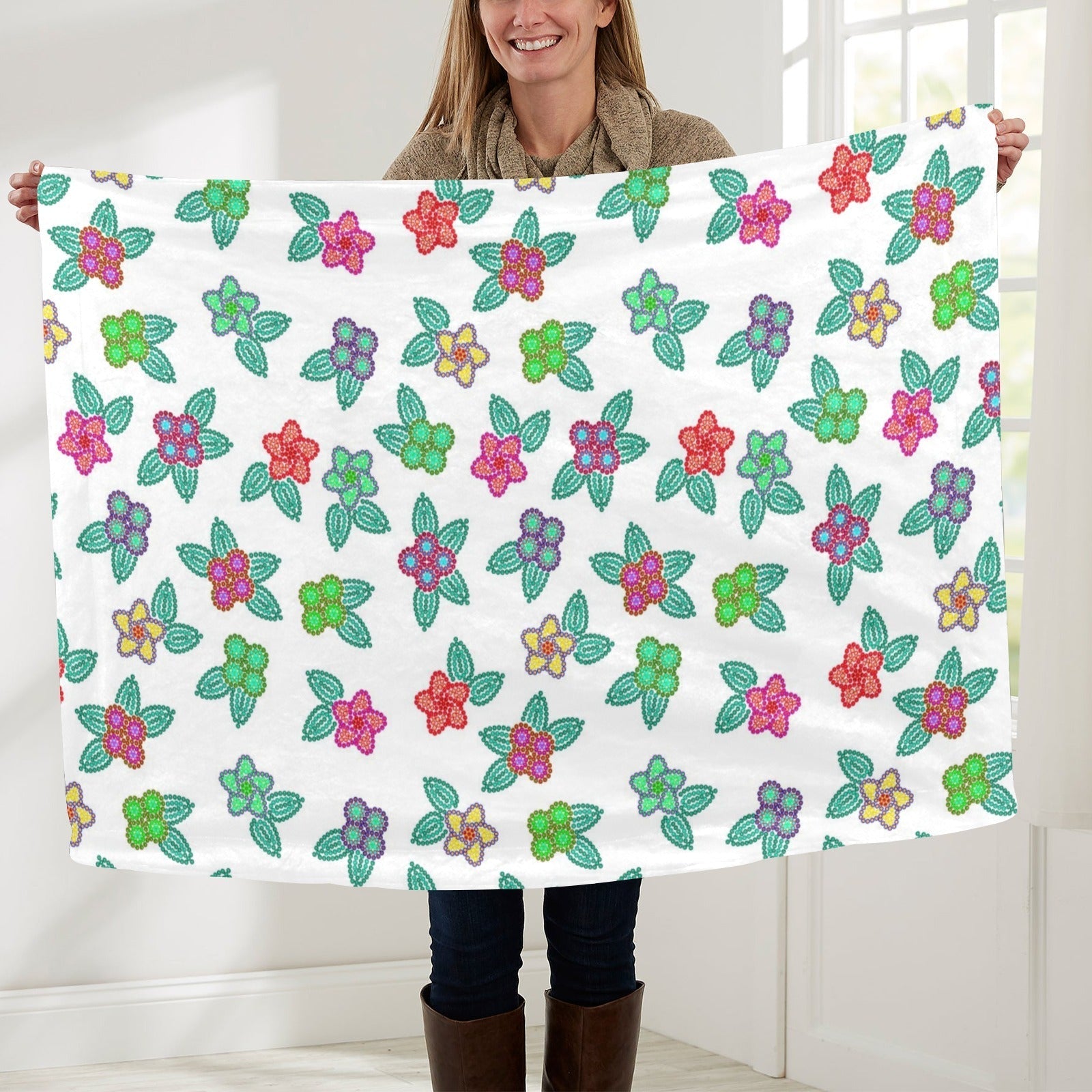 Berry Flowers White Baby Blanket 40"x50" Baby Blanket 40"x50" e-joyer 