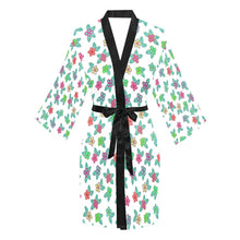 Load image into Gallery viewer, Berry Flowers White Long Sleeve Kimono Robe Long Sleeve Kimono Robe e-joyer 
