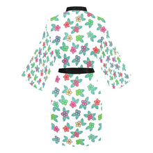 Load image into Gallery viewer, Berry Flowers White Long Sleeve Kimono Robe Long Sleeve Kimono Robe e-joyer 
