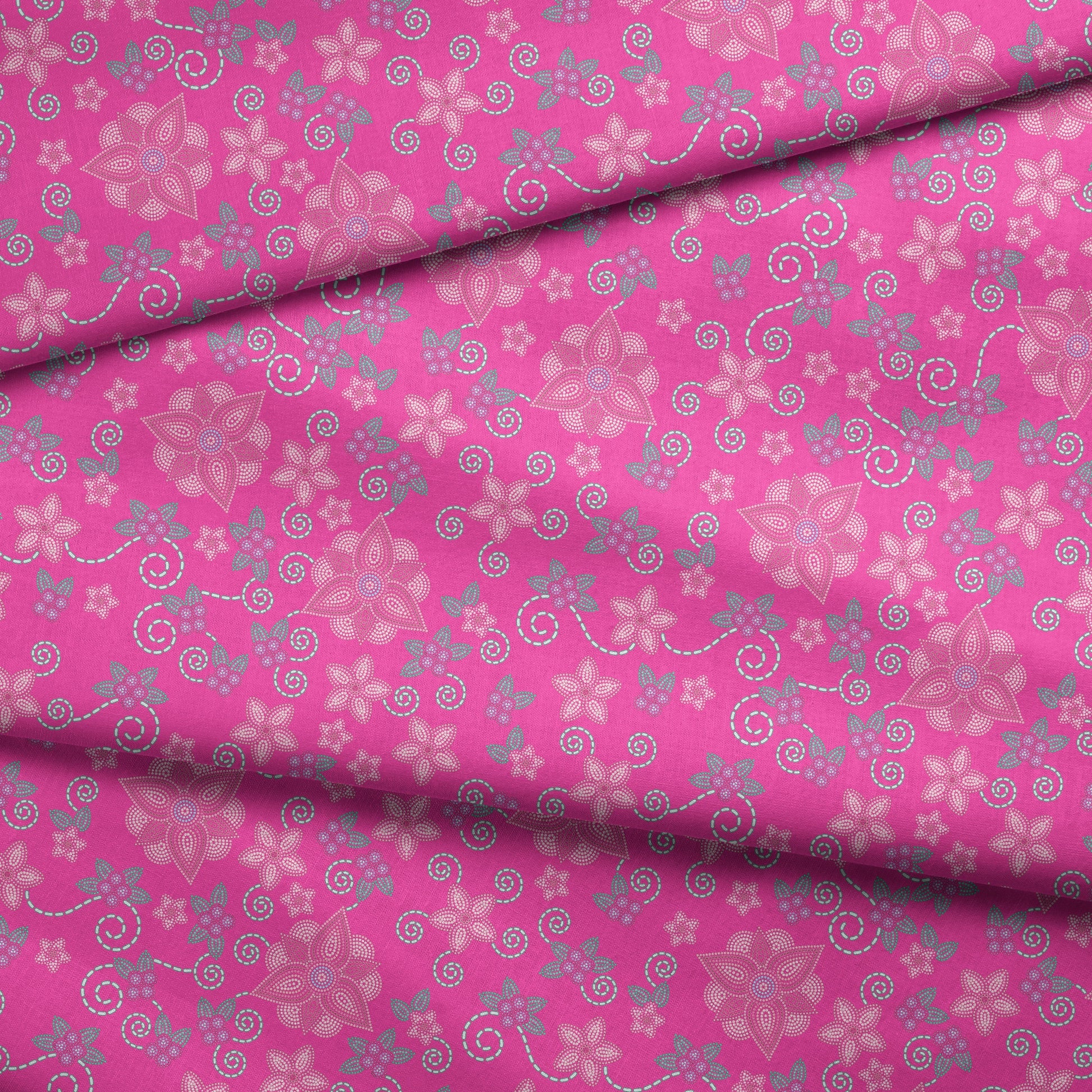 Berry Picking Pink Cotton Poplin Fabric By the Yard Fabric NBprintex 