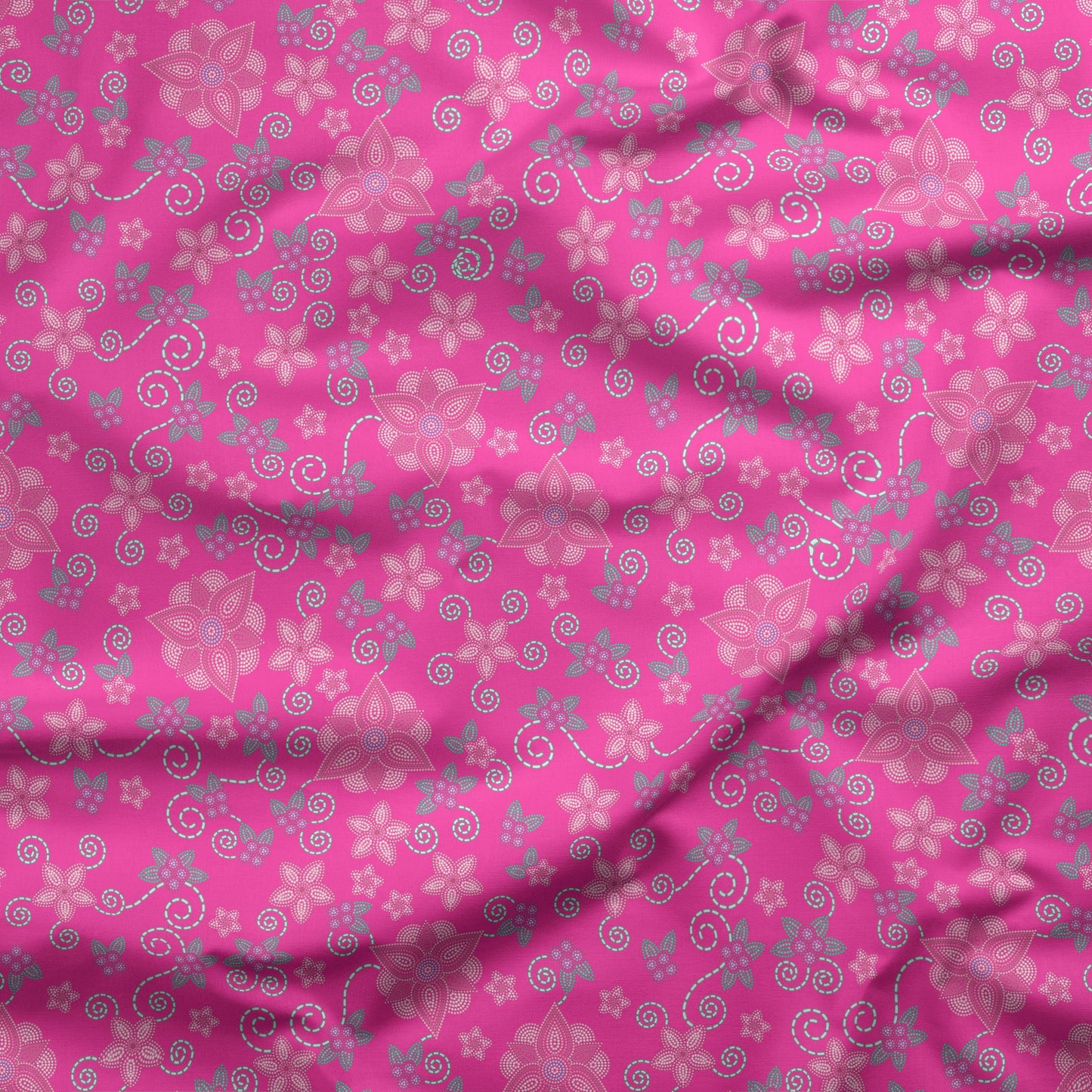 Berry Picking Pink Cotton Poplin Fabric By the Yard Fabric NBprintex 