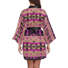 Load image into Gallery viewer, Between the Mountains Berry Long Sleeve Kimono Robe Long Sleeve Kimono Robe e-joyer 
