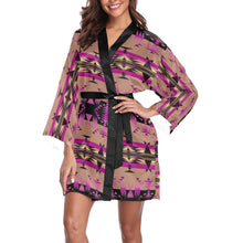 Load image into Gallery viewer, Between the Mountains Berry Long Sleeve Kimono Robe Long Sleeve Kimono Robe e-joyer 
