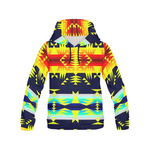 Between the Mountains Navy Yellow Men's All Over Print Hoodie (USA Size) (Model H13) Hoodies e-joyer 