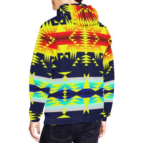 Between the Mountains Navy Yellow Men's All Over Print Hoodie (USA Size) (Model H13) Hoodies e-joyer 