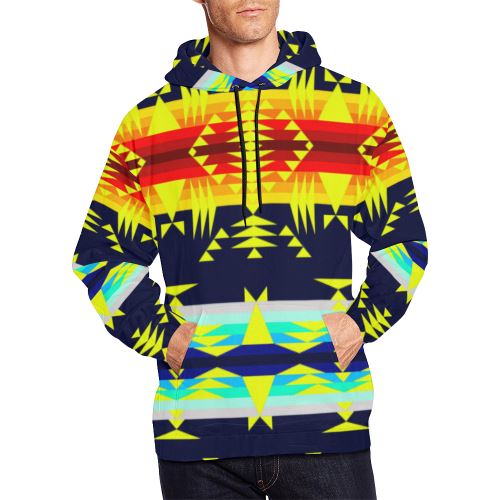 Between the Mountains Navy Yellow Men's All Over Print Hoodie (USA Size) (Model H13) Hoodies e-joyer 