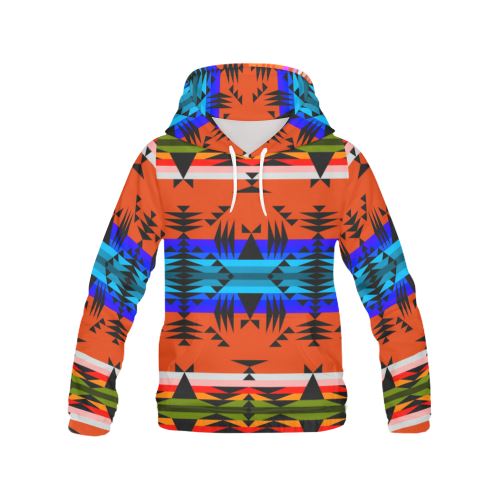 Between the Mountains Orange All Over Print Hoodie for Women (USA Size) (Model H13) All Over Print Hoodie for Women (H13) e-joyer 