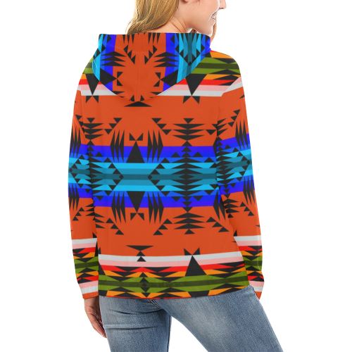 Between the Mountains Orange All Over Print Hoodie for Women (USA Size) (Model H13) All Over Print Hoodie for Women (H13) e-joyer 