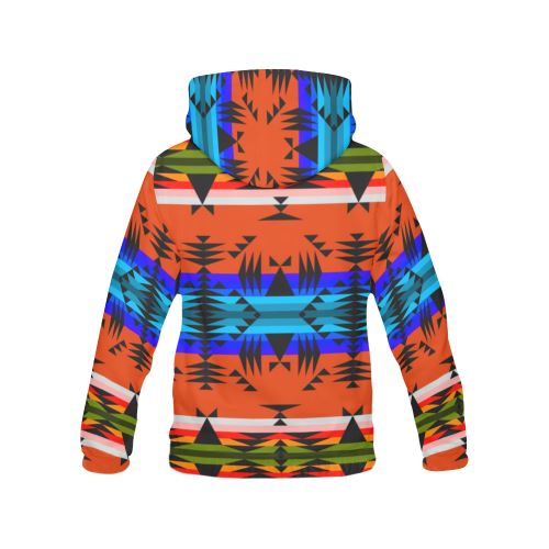 Between the Mountains Orange All Over Print Hoodie for Women (USA Size) (Model H13) All Over Print Hoodie for Women (H13) e-joyer 