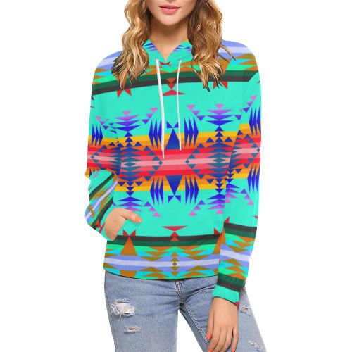 Between the Mountains Spring All Over Print Hoodie for Women (USA Size) (Model H13) All Over Print Hoodie for Women (H13) e-joyer 