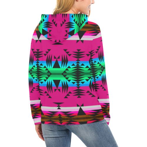 Between the Mountains Sunset All Over Print Hoodie for Women (USA Size) (Model H13) All Over Print Hoodie for Women (H13) e-joyer 