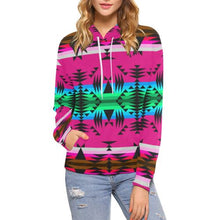 Load image into Gallery viewer, Between the Mountains Sunset All Over Print Hoodie for Women (USA Size) (Model H13) All Over Print Hoodie for Women (H13) e-joyer 
