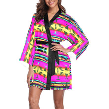 Load image into Gallery viewer, Between the Sunset Mountains Long Sleeve Kimono Robe Long Sleeve Kimono Robe e-joyer 
