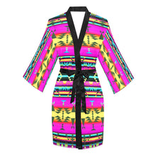 Load image into Gallery viewer, Between the Sunset Mountains Long Sleeve Kimono Robe Long Sleeve Kimono Robe e-joyer 
