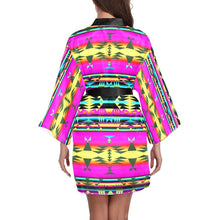 Load image into Gallery viewer, Between the Sunset Mountains Long Sleeve Kimono Robe Long Sleeve Kimono Robe e-joyer 
