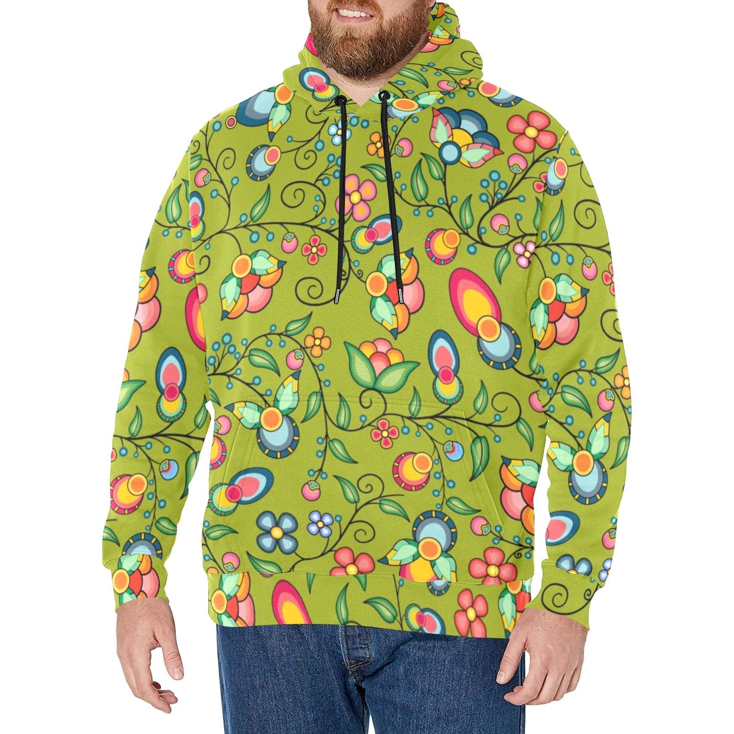 Floral Bounty Sweetgrass Men's Long Sleeve Fleece Hoodie