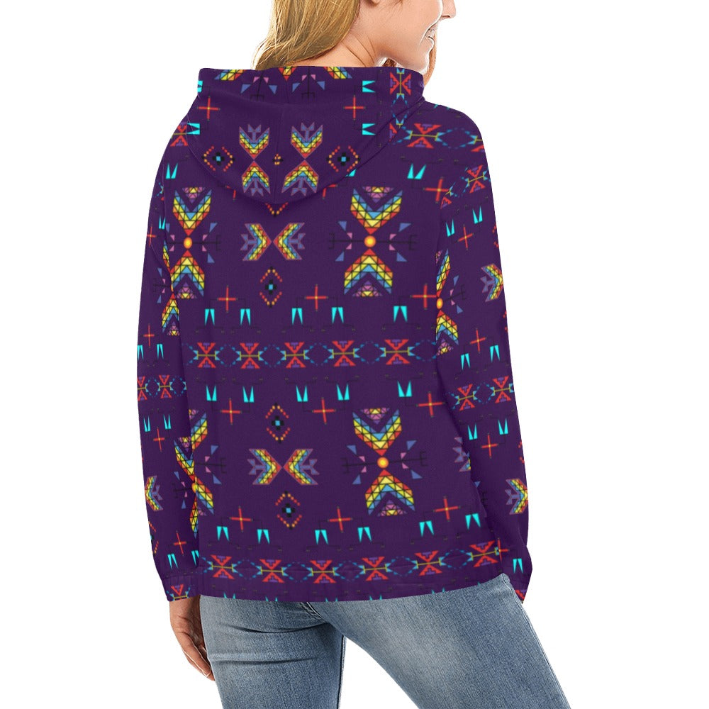 Rainy Chief Rainbow Dark Purple Hoodie for Women