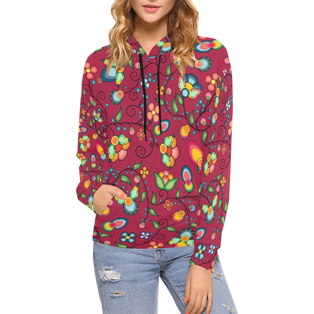 Floral Bounty Magenta Hoodie for Women