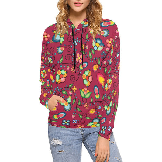 Floral Bounty Magenta Hoodie for Women