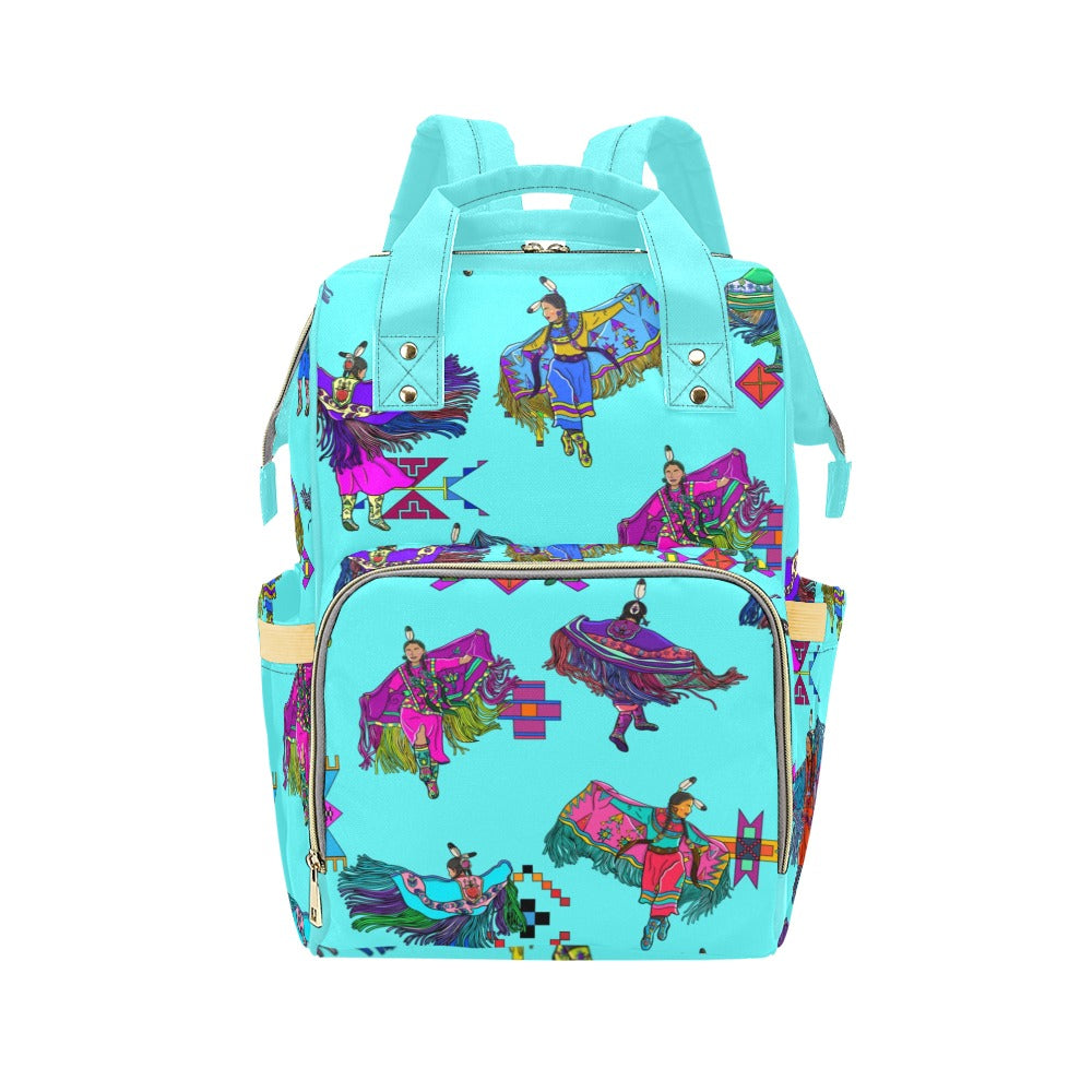 Women's Fancy Dancers Turquoise Multi-Function Diaper Backpack