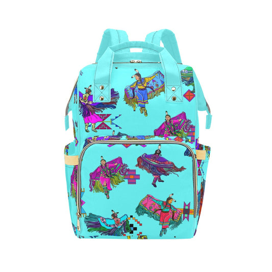 Women's Fancy Dancers Turquoise Multi-Function Diaper Backpack
