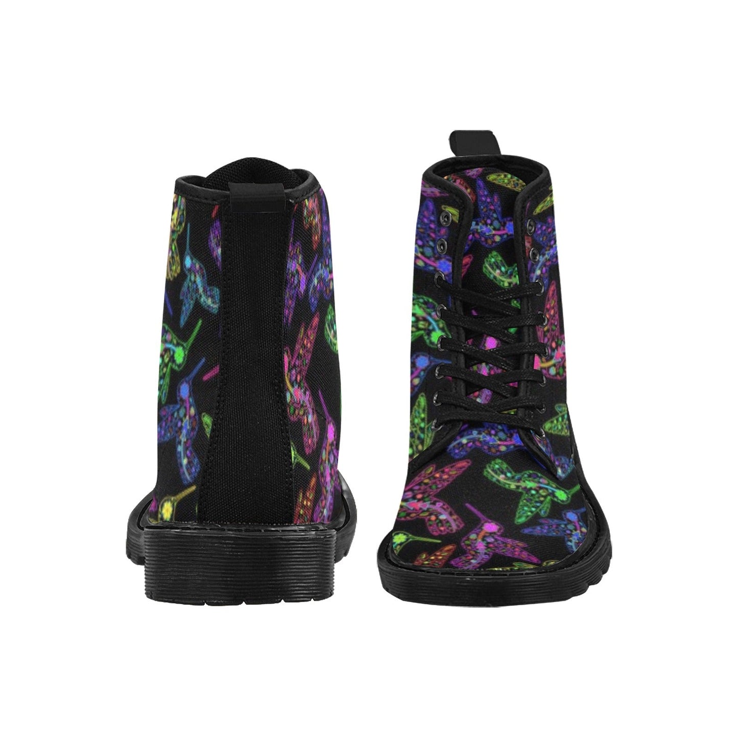 Neon Floral Hummingbirds Boots