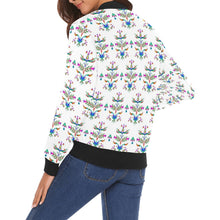 Load image into Gallery viewer, Dakota Damask White Bomber Jacket for Women
