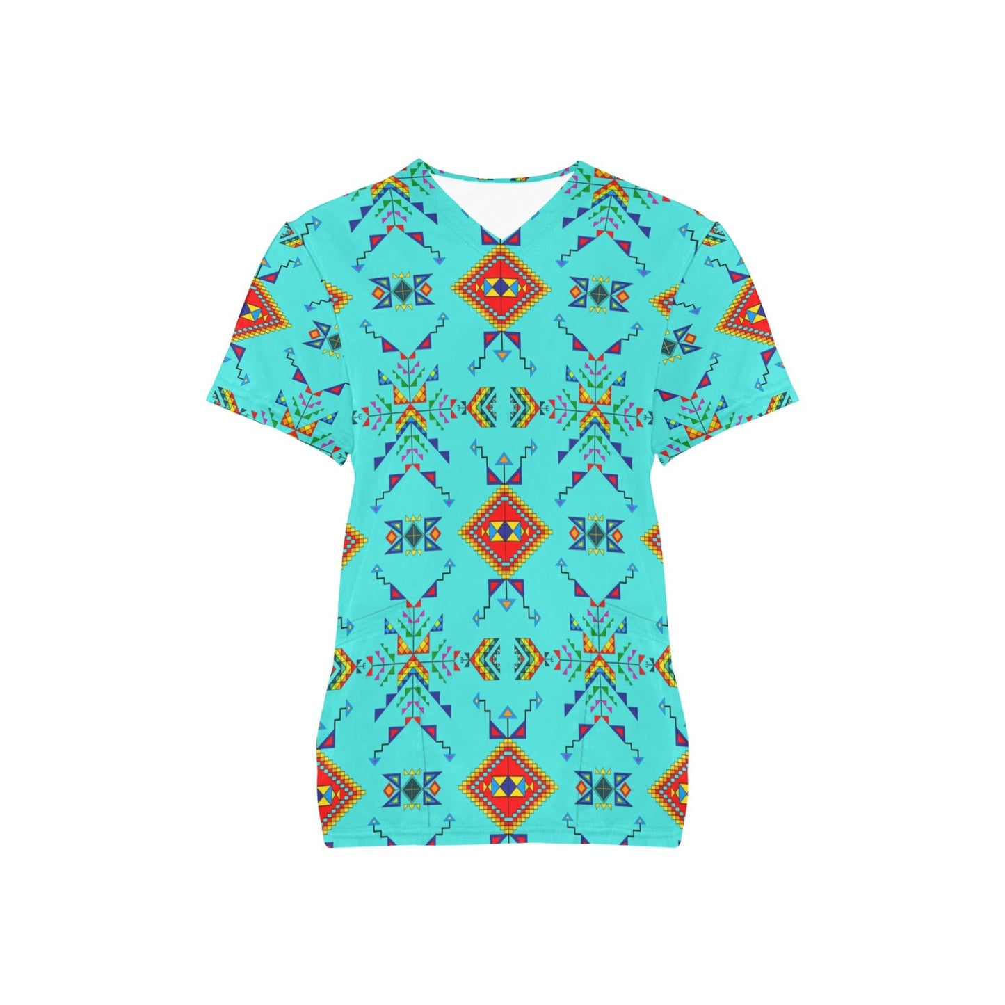 Buffalo Jump Turquoise Scrub Top