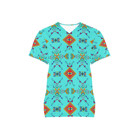 Buffalo Jump Turquoise Scrub Top