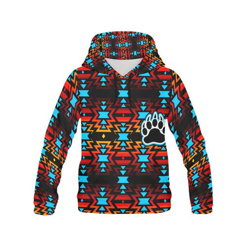 Big Pattern Fire Colors and Sky Bear Paw All Over Print Hoodie for Men (USA Size) (Model H13) All Over Print Hoodie for Men e-joyer 