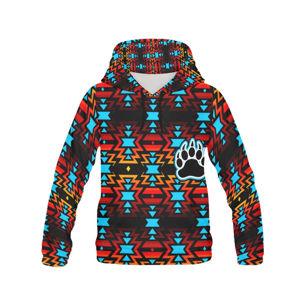 Big Pattern Fire Colors and Sky Bear Paw All Over Print Hoodie for Men (USA Size) (Model H13) All Over Print Hoodie for Men e-joyer 