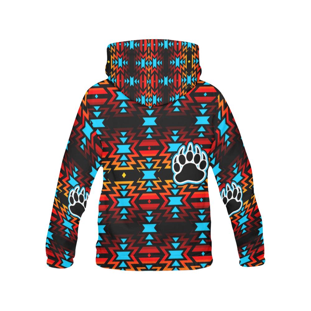 Big Pattern Fire Colors and Sky Bear Paw All Over Print Hoodie for Men (USA Size) (Model H13) All Over Print Hoodie for Men e-joyer 