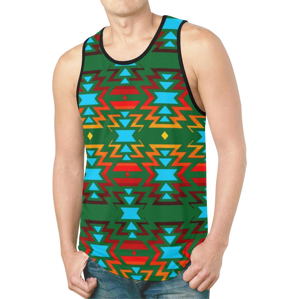 Big Pattern Fire Colors and Sky Tank Top