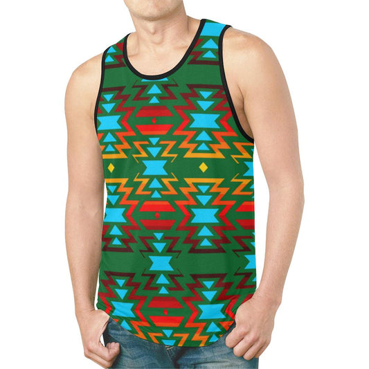 Big Pattern Fire Colors and Sky Tank Top