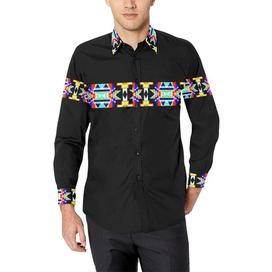 Black Blanket Strip Casual Dress Shirt