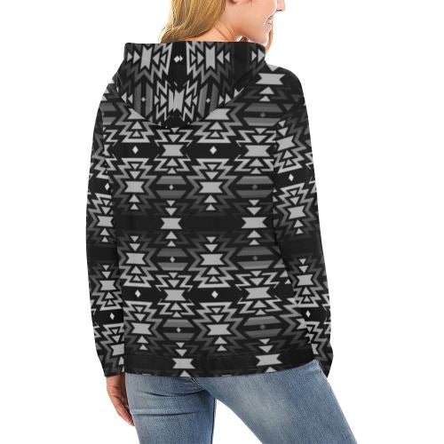 Black Fire Black and Gray All Over Print Hoodie for Women (USA Size) (Model H13) All Over Print Hoodie for Women (H13) e-joyer 